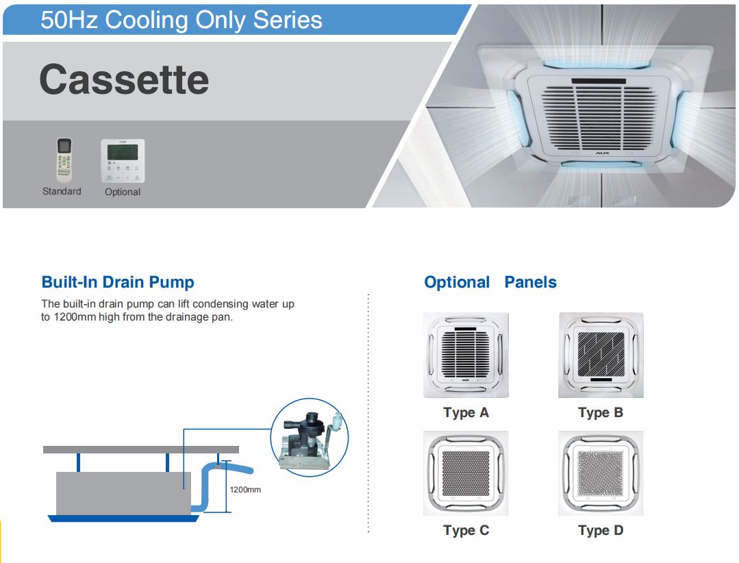 24000btu commercial use air conditioner cassette model