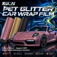 Film de protection de peinture automobile auto-réparant en vinyle PET PVC effet poudre cristal brillant, le plus populaire, 1,52*17m