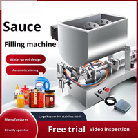 Machine de remplissage de liquides et de pâtes commerciale de bureau à trémie pneumatique en U, avec mélangeur chauffant pour beurre de cacahuète, jus de piment et miel