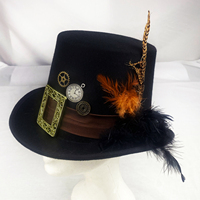 Chapeaux hauts steampunk en polyester avec accessoires à engrenages, noir, taille adulte unisexe pour fête, carnaval, Halloween