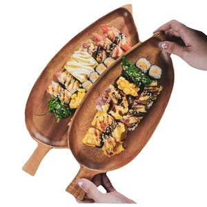 Japanese-style high-value wooden <b>tray</b> for afternoon <b>tea</b>, snacks, sushi, leaf-shaped plates, and <b>tea</b> <b>trays</b>. Customized. - Product Image 5