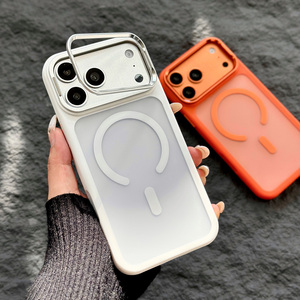 เคสโทรศัพท์ B456 พร้อมที่ยึดเลนส์ ป้องกันแรงกระแทก วัสดุ PC แบบด้าน แม่เหล็กในตัว ขายส่ง สำหรับ iPhone 15 16 17 Pro Max - Product Image 1