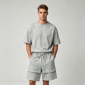 350g Hot Selling Men's <b>sets</b> Embossing Crew Neck T-Shirt jogger pangts,summer 100% Cotton jersey t shirt Two Piece <b>Set</b> for Men - Product Image 3