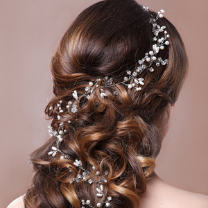 Tocado de Moda Occidental <span class=keywords><strong>para</strong></span> Novia, Corona de Boda Hecha a Mano, Accesorios <span class=keywords><strong>para</strong></span> el Cabello con Flores <span class=keywords><strong>y</strong></span> Perlas, Horquillas Decorativas - Product Image 1