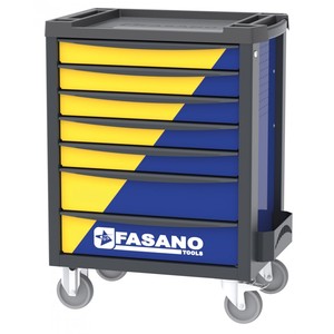 Fasano <b>Tools</b> 7 Drawer <b>Tool</b> <b>Cart</b> Yellow Blue Rolling Storage Organizer <b>for</b> Auto Repair - Product Image 1