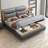 Lit de Luxe Européen Moderne en Cuir avec Grandes Tiroirs de Rangement et Éclairage Intelligent Écologique – Designs Innovants pour Chambre Parentale