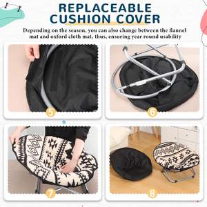 Silla de perro ajustable plegable de 2 piezas, funda de cojín de felpa reemplazable, silla elevada para mascotas, juego de cama - Product Image 3