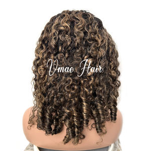 VMAE Russian Highlight Balayage Ash Blonde Exotic Afro Kinky Birmano Rizado Encaje Frontal Peluca Raw Cabello humano Pelucas para mujeres negras - Product Image 2