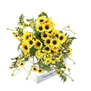 Plante artificielle de tournesol en pot 17 cm, jaune doré, décoration de mariage, fleurs décoratives de table - Product Image 5