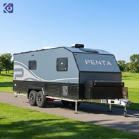 CAMPTRL Prêt à l'exportation, mini-caravane moderne entièrement équipée, remorque mobile avec cuisine de luxe, légère, capacité 4 personnes