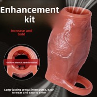 Manchon pénien en silicone creux de grande taille pour adulte, à commande manuelle, pour l'augmentation de la longueur et de la circonférence, type Monster Dildo