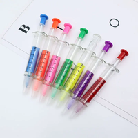 Seringue d'injection de docteur en plastique drôle promotionnel stylo à bille surligneur marqueur stylo avec logo personnalisé