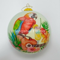 Ornement de Noël en verre peint à la main sur mesure, flamants roses, oiseaux exotiques, thème hawaïen, île tropicale, à suspendre, haute qualité