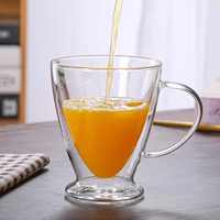 BS-24 300ml 400ml verre tasse à café Double paroi verre thé Latte Cappuccino tasse gobelet poignée chaleur résistance au froid