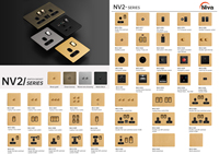 Niva rétro métal Double gradateur carré panneau en acier inoxydable interrupteurs muraux pour la maison hôtel pour UK Standard
