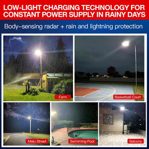 Outdoor IP65 Waterproof Solar Street <b>Light</b> Dusk to Dawn <b>LED</b> Flood <b>Light</b> <b>Motion</b> <b>Sensor</b> Remote Control Security Lamp - Product Image 5