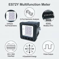 Compteur numérique triphasé ES72Y 0.5S avec analyse des harmoniques 2-31, RS485 Modbus RTU, énergie 4 quadrants, 2DI+2DO, 72x72, IP65