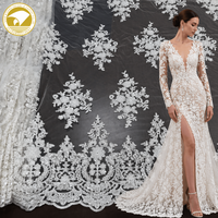 Tissu en dentelle tissée brodée perlée, best-seller, avec sequins machine-brodés, pour robes de mariée, chaussures de mariage et accessoires pour filles