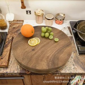 Tabla de cortar de madera maciza para cocina, redonda, de doble cara, para carne y alimentos cocinados - Product Image 2