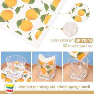 Vente en gros Serviette de cuisine écologique biodégradable au design personnalisé Éponge en cellulose Torchon à vaisselle suédois - Product Image 4