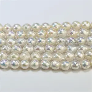 Perles baroques d'eau douce blanches naturelles, 10-11mm, bijoux en perles edison