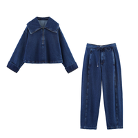 2025 été nouveau Style européen américain fermeture éclair Denim veste femmes décontracté taille haute jean lavé techniques 6147064 6147065