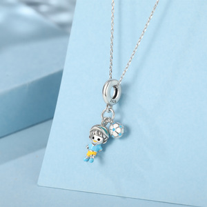 เครื่องประดับลูกปัดจี้ห้อยคอสไตล์สปอร์ตสีเงินสเตอร์ลิง S925แบบทำมือ - Product Image 2