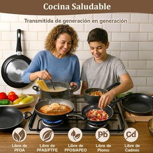 Juego de Ollas y Sartenes Antiadherentes de Aluminio al por Mayor, 7 Piezas, con Utensilios y Tapas de Vidrio, Utensilios de Cocina para Regalo de Inauguración de Casa - Product Image 6
