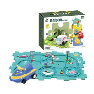 Atacado crianças montagem educacional automático mini jigsaw rail car toy baby DIY puzzle track set para crianças