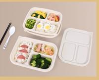 Conteneur alimentaire jetable compostable en gros, boîte à lunch biodégradable à compartiments multiples avec couvercle