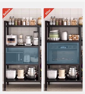 Yüksek kaliteli hareketli çok katmanlı mutfak rafı ev depolama zemin sebze sepeti kabine raf organizatör için - Product Image 2