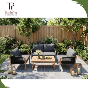Contemporary Acacia <b>Wood</b> Sofa Set (4pcs) Foldable Eco-friendly Outdoor <b>Garden</b> Villa Hotel Furniture Teak <b>Wood</b> <b>Frame</b> Wholesale - Product Image 3