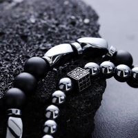 Bracelet Personnalisé en Pierre Naturelle Hématite Thérapeutique, Bijou Homme Hématite