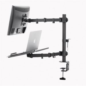 Adjustable Dual Laptop Desk Mount with Monitor Arm <b>Stand</b> 13-32 <b>Screen</b> Compatible 17" Tray with Clamp Grommet Base New Product - Product Image 6