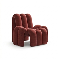 Fauteuil individuel moderne en velours moelleux à géométrie irrégulière unique, chaise d'appoint design artistique pour salon, extérieur, appartement, villa