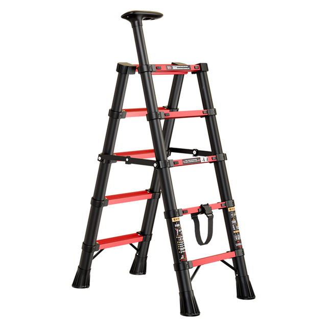 Industrial Carbon Steel Telescopic Ladder 2.7-3.3M Foldable Multi-Position Step Ladder CE Certified 150kg Capacity Home
