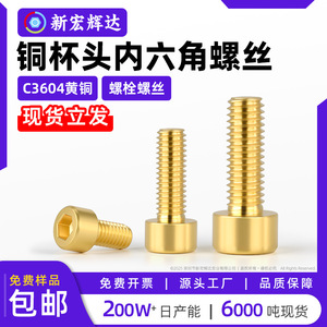C3604 Brass Pan Head <b>Socket</b> Cap <b>Screw</b> M2 To M12 Metric Full Threaded Bolt With 12Mm Cap Diameter - Product Image 4
