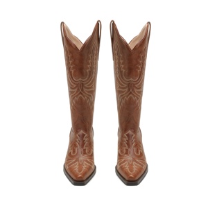Women's Cowboy Cowgirl <strong>Boots</strong> Pointed Toe Knee-<strong>High</strong> Western Rodeo with 6cm Chunky <strong>Heel</strong> <strong>Brown</strong> <strong>Boots</strong> for Ladies - Product Image 3