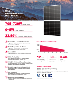 Panel solar SUNPLUS de alta eficiencia de 730W, panel solar bifacial, módulo Mono bifacial tipo N, cristal - Product Image 2