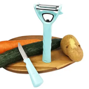 China Factory Long Handle Sharp Big Kitchen Multifunctional Y Shaped 4 in 1 Veggie Vegetable Peeler and Knife for Potato Fruit