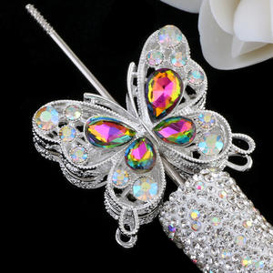 2025สินค้ามาใหม่จี้รูปผีเสื้อ3D ติดพลอยเทียมแวววาวโทรศัพท์มือถือแบบทำมือพวงกุญแจสร้อยคอเครื่องประดับลูกปัดโลหะอัลลอยด์ - Product Image 2