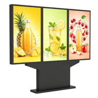 Écran publicitaire numérique intelligent Android, écran LCD totem triple face extérieur avec WiFi, menu de restaurant, lecteur multimédia