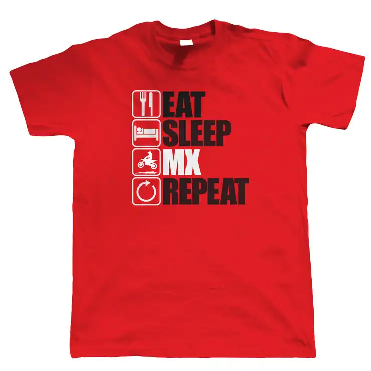 Produk grosir kaus Eat Sleep MX repeate T Shirt gambar cetak grafis kustom ukuran besar kaus pria produsen profesional