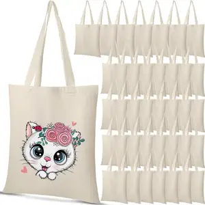 Sacolas de pano para compras de algodão, sacolas recicláveis econômicas para presentes personalizadas, DIY, publicidade, promoção, atividades