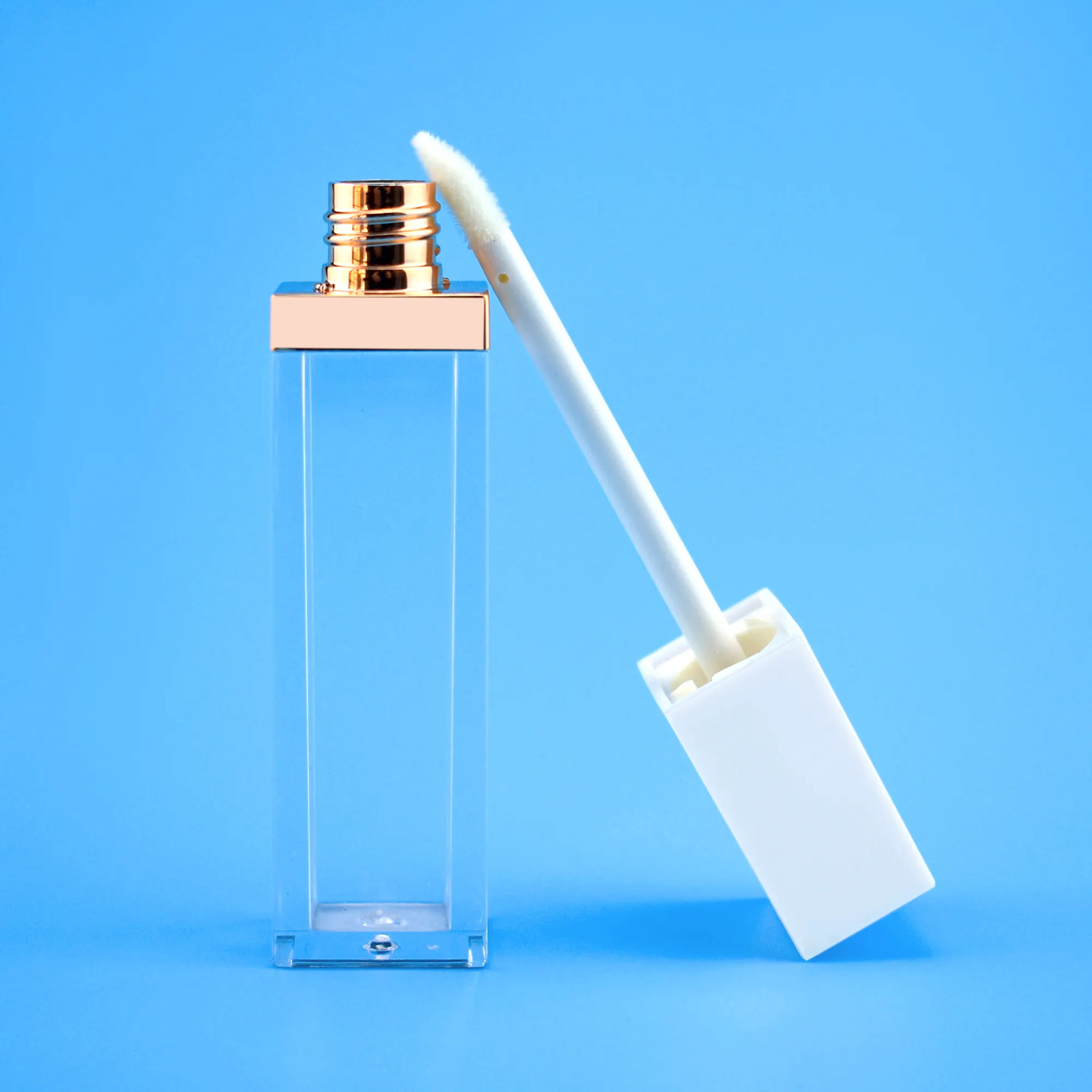 Mini Square Flat Lip gloss Tube mit Pinsel Tragbare Kosmetik Leere Klar flasche 7ml