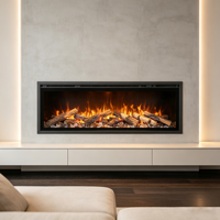 Cheminée électrique encastrable en métal pour extérieur de 80 pouces avec télécommande, montage mural, effet de flamme à 13 couleurs
