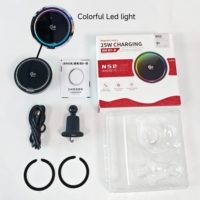 Support de téléphone de voiture magnétique puissant avec lumière colorée, rotation à 360 degrés, charge sans fil super rapide QI2.2 25W, plastique, pour grille d'aération, 2025
