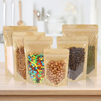 Sacs en papier kraft à fond plat en gros, écologiques, tailles personnalisées, impression, matériau compostable pour l'emballage alimentaire