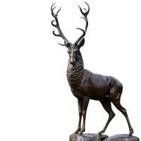 Nouvelle arrivée Bronze jardin animal cerf Sculpture grande debout Bronze Elk Statue