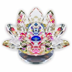 Figura Decorativa de Flor de Loto de Cristal Multicolor, Adorno Transparente para el Hogar, Oficina, Estantería o Vitrina - Product Image 1